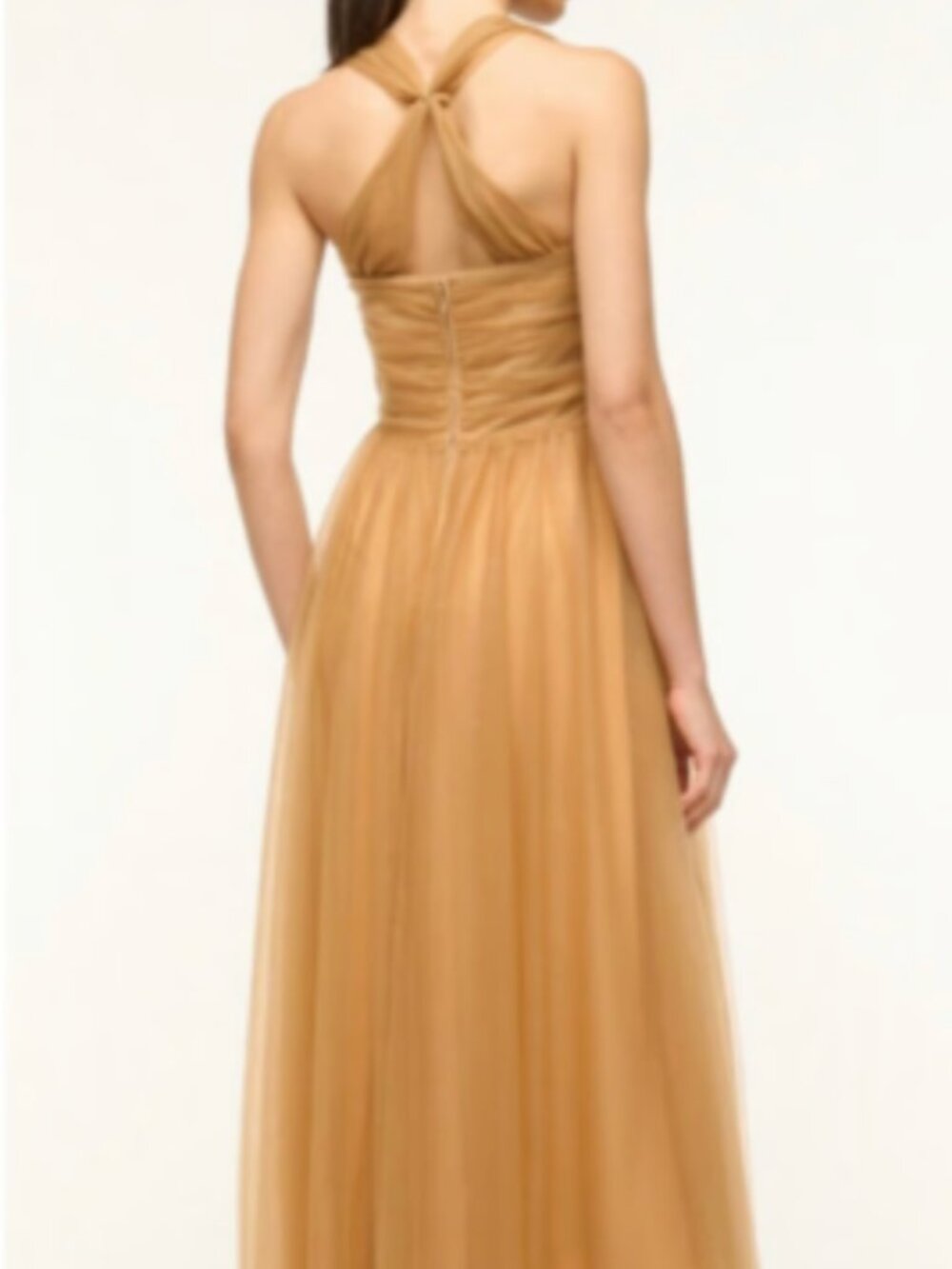 Staud Antonio Tulle Bustier Gown Maxi Dress Camel 8 NWT $795 - Picture 3 of 7